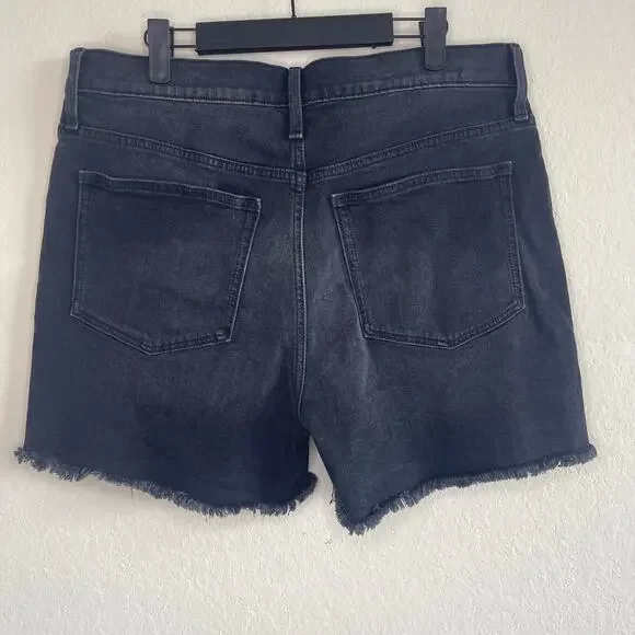 J. Crew High-Rise Mid Length Cutoff RW Hem Denim Short Washed Black - Size 31 - Picture 4 of 6